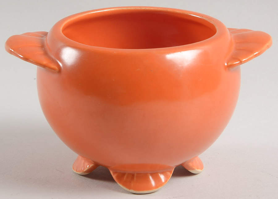 Caliente Tangerine Red (Shell Crest) Sugar Bowl No Lid by Paden City-1