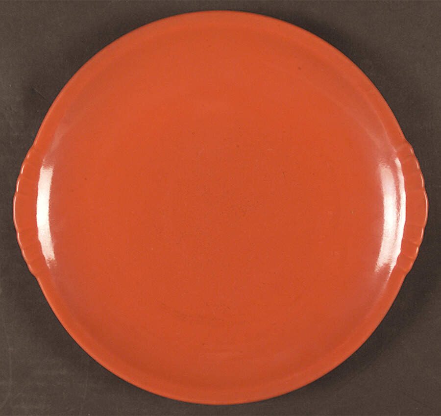 Caliente Tangerine Red (Shell Crest) Luncheon Plate by Paden City-1