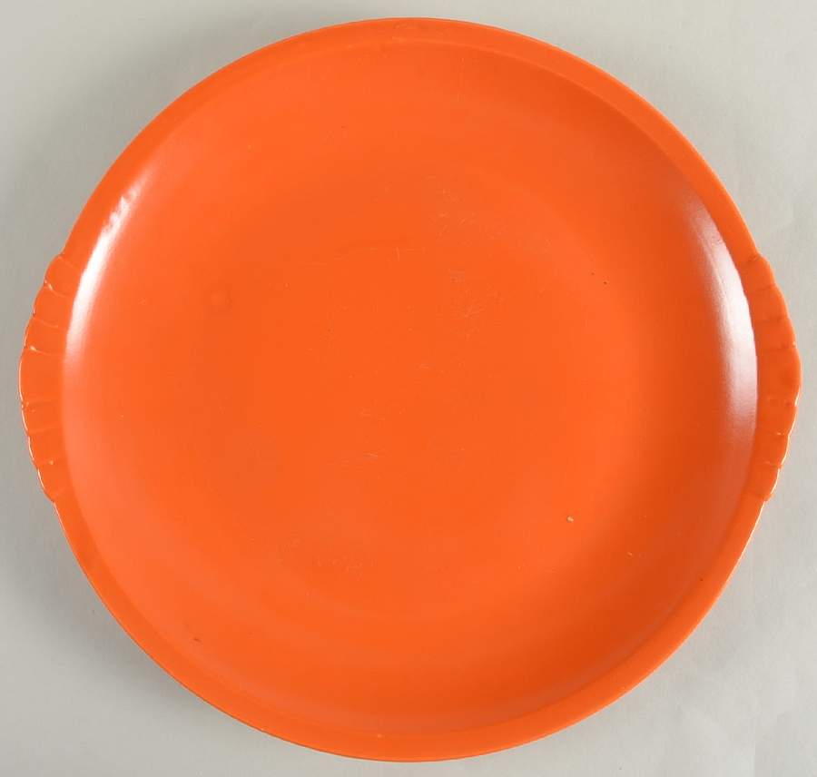 Caliente Tangerine Red (Shell Crest) 13" Chop Plate (Round Platter) by Paden City-1