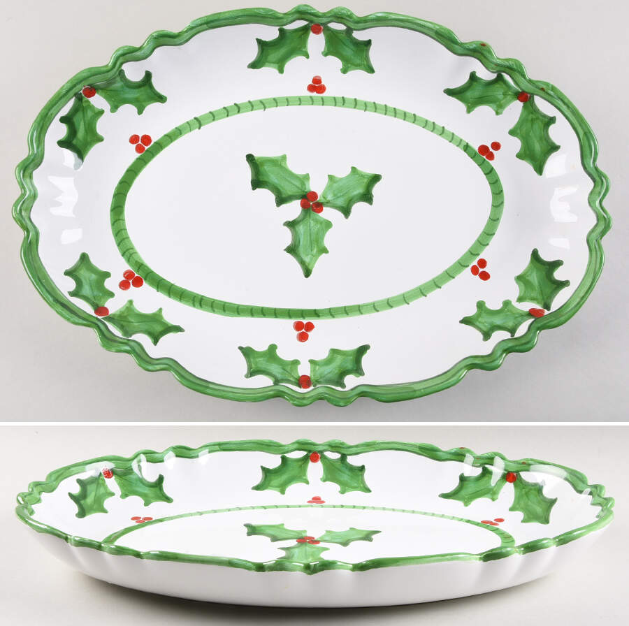 Holly Jolly 15" Oval Serving Platter by Presenttense-1