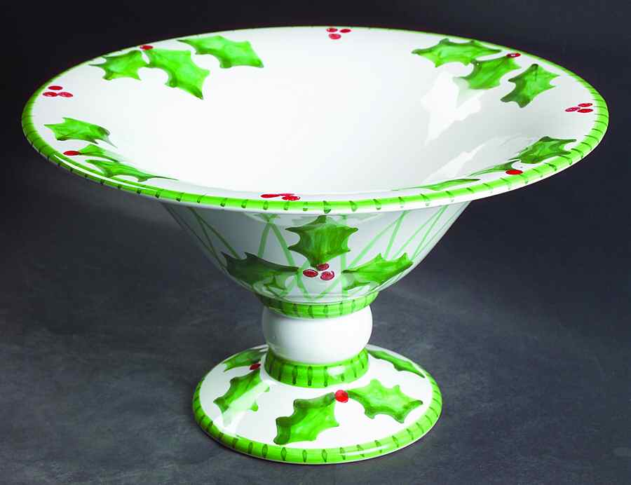 Holly Jolly Round Compote (Height X Width) by Presenttense-1