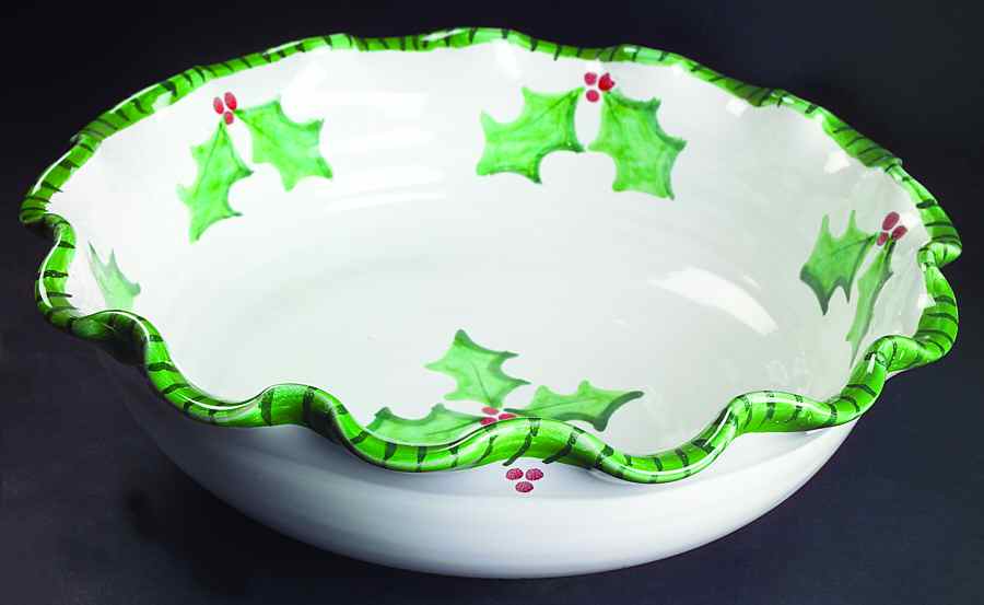 Holly Jolly 15" Large Salad Serving Bowl by Presenttense-1