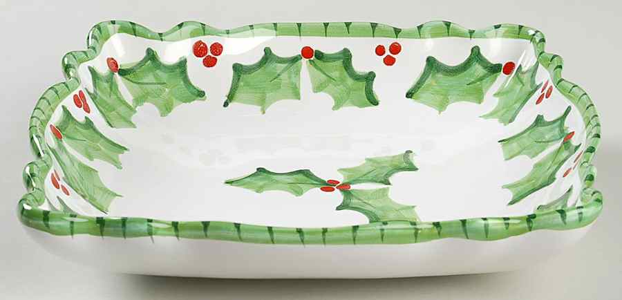 Holly Jolly Large Square Dish by Presenttense-1