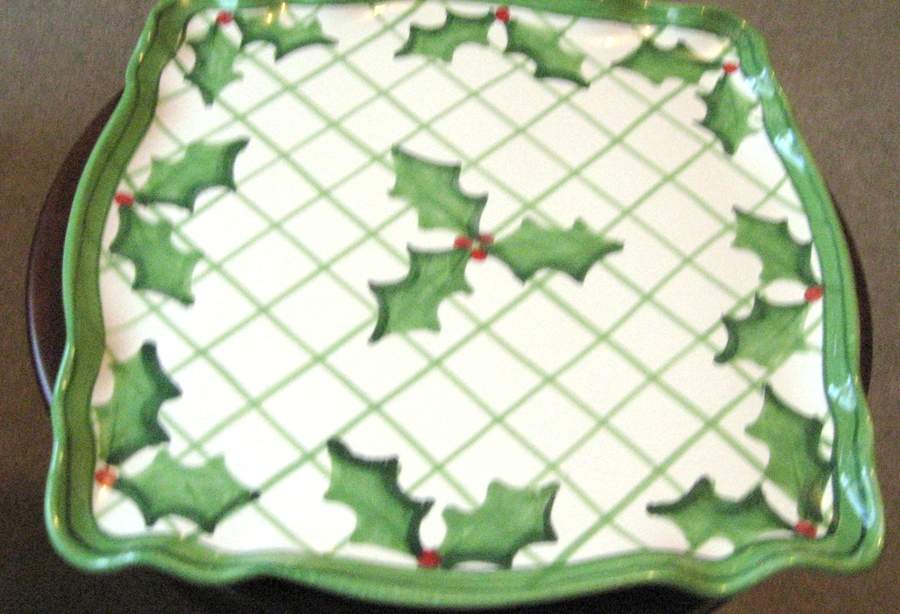 Holly Jolly 13" Square Serving Platter by Presenttense-1