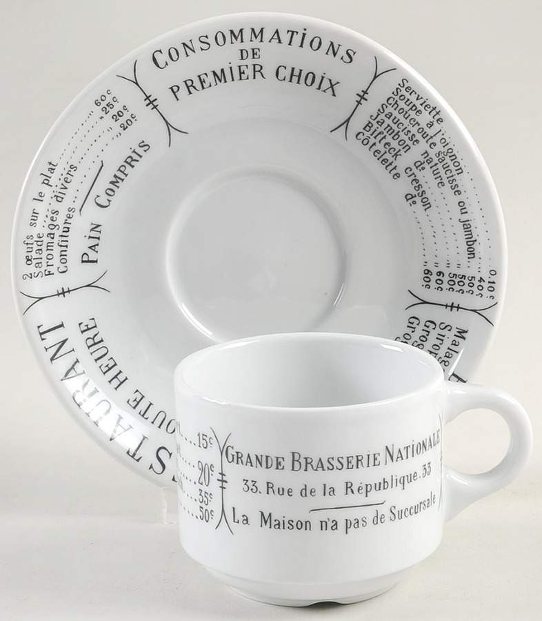 Brasserie Flat Cup & Saucer Set by Pillivuyt-1