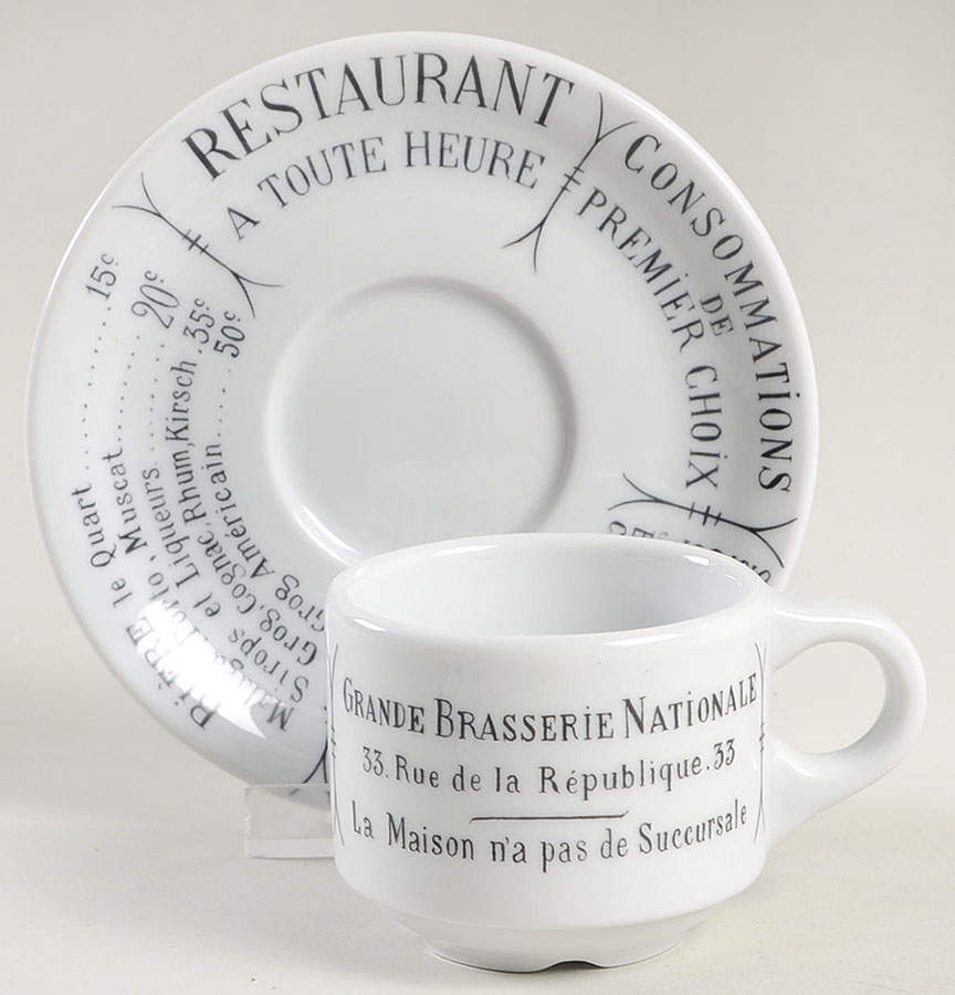 Brasserie Flat Demitasse Cup & Saucer Set by Pillivuyt-1