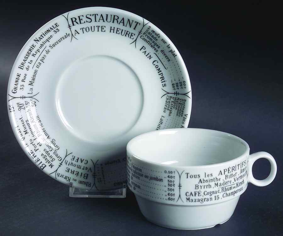 Brasserie Flat Cup & Saucer Set by Pillivuyt-1