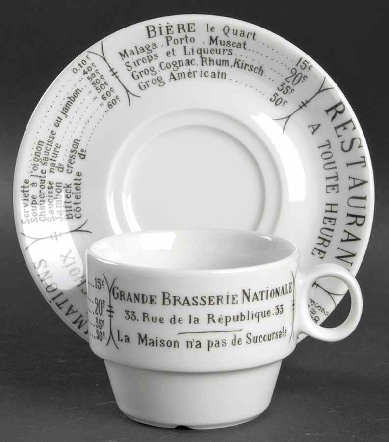 Brasserie Flat Cup & Saucer Set by Pillivuyt-1