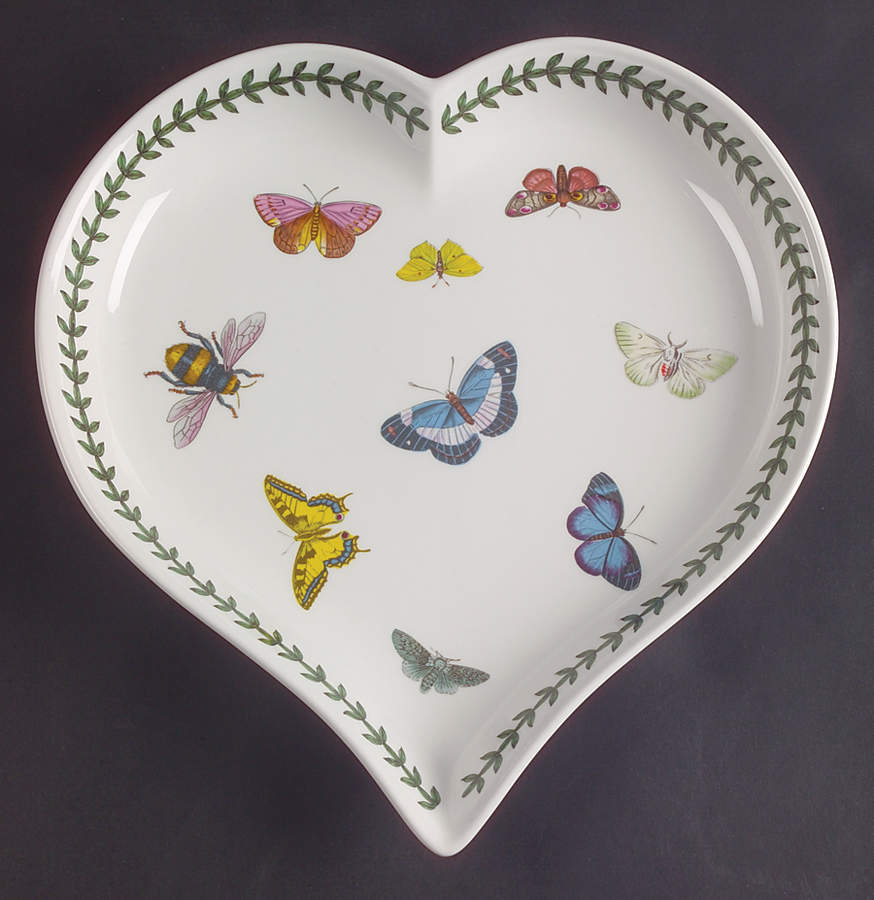 Botanic Garden Butterflies Large Heart Shaped Dish by Portmeirion-1
