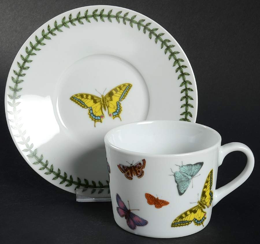 Botanic Garden Butterflies Flat Cup & Saucer Set by Portmeirion-1