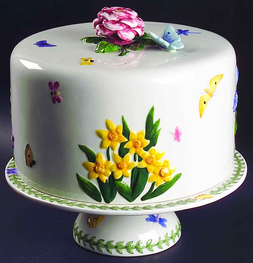 Botanic Garden Countertop Collection Footed Cake Plate & Cover by Portmeirion-1