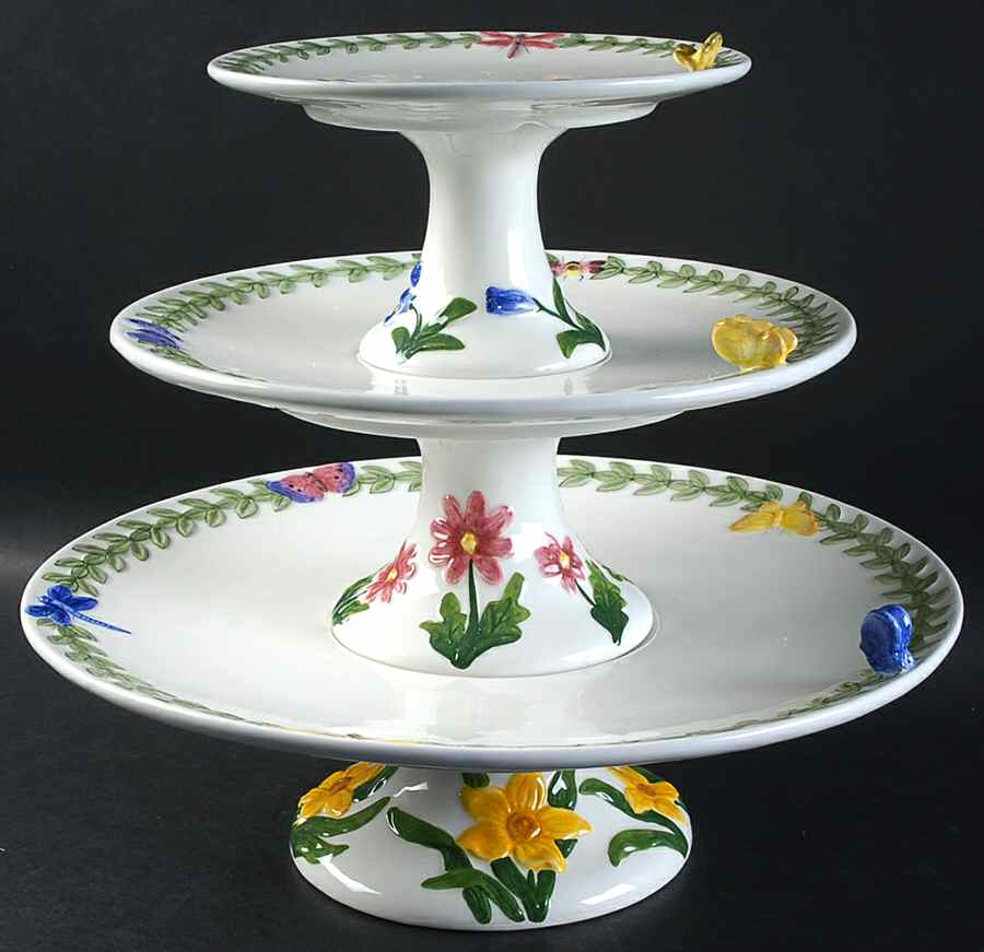 Botanic Garden Countertop Collection 3 Tier Pedestal Stacking Cake Stand (7",10" & 13") by Portmeirion-1