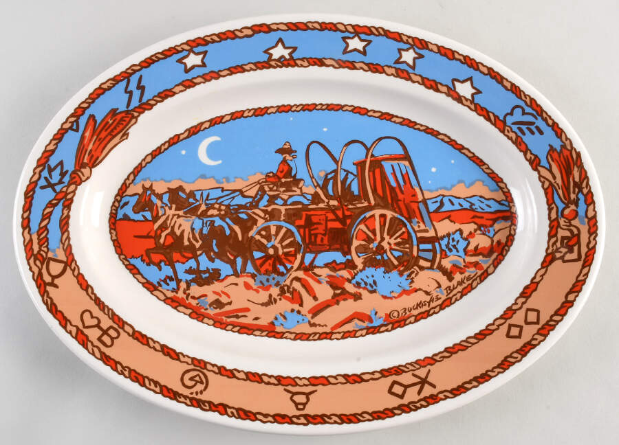 Cow Camp 15" Oval Serving Platter by Pipestone-1