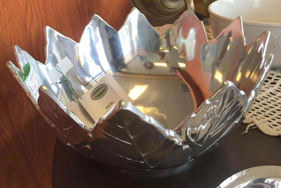 Dusk 12" All Metal Leaf Bowl by Portmeirion-1