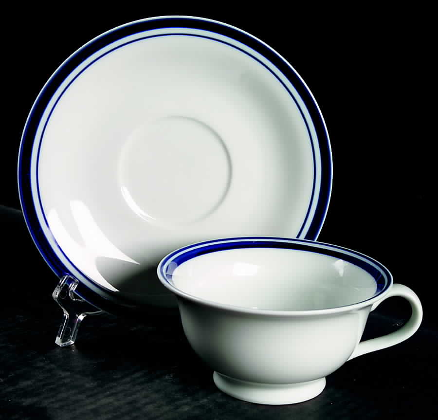 Club Blue Footed Cup & Saucer Set by Pottery Barn China-1