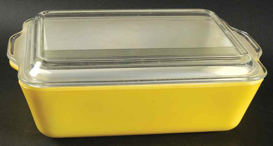 Yellow (Bright Yellow) Large Refrigerator Jar & Lid by Pyrex-1