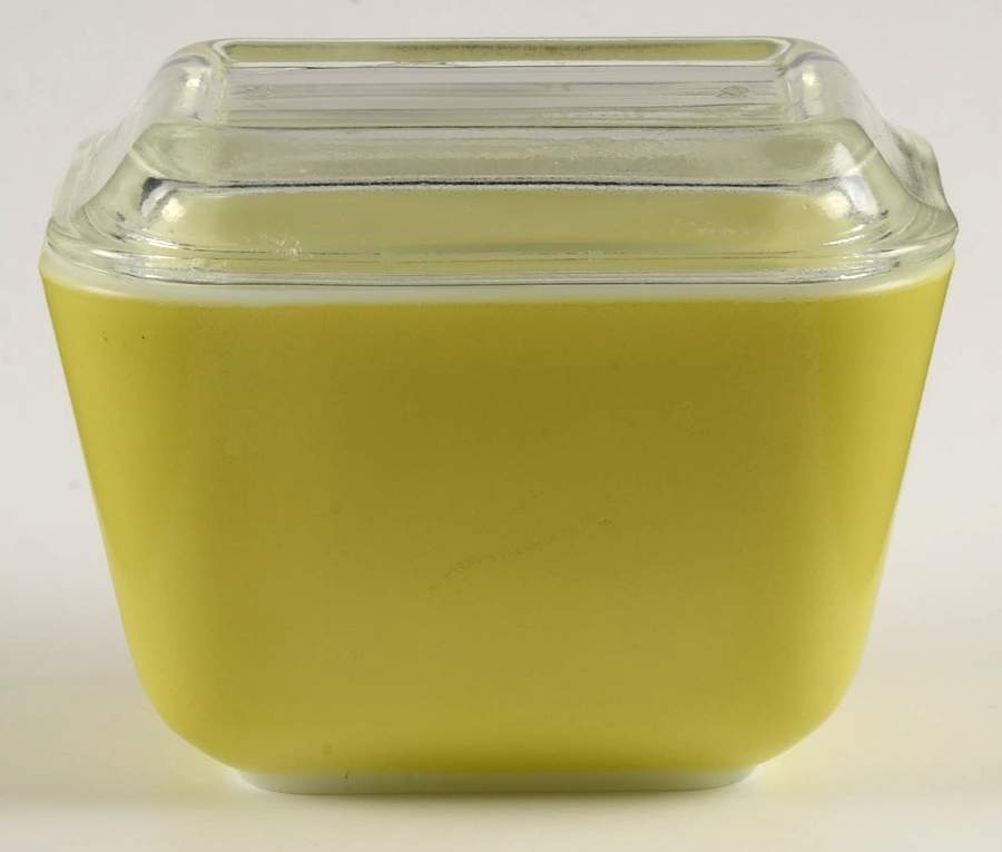 Yellow (Bright Yellow) Small Refrigerator Jar & Lid by Pyrex-1