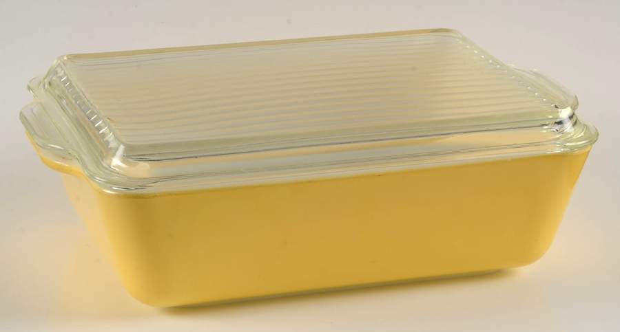 Yellow (Bright Yellow) Large Refrigerator Jar & Lid by Pyrex-1