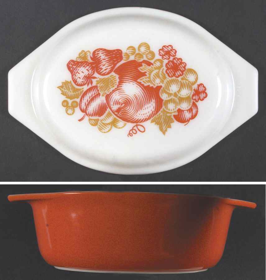 Orange Fiesta 1.5 Quart Oval Covered Casserole No Lid by Pyrex-1