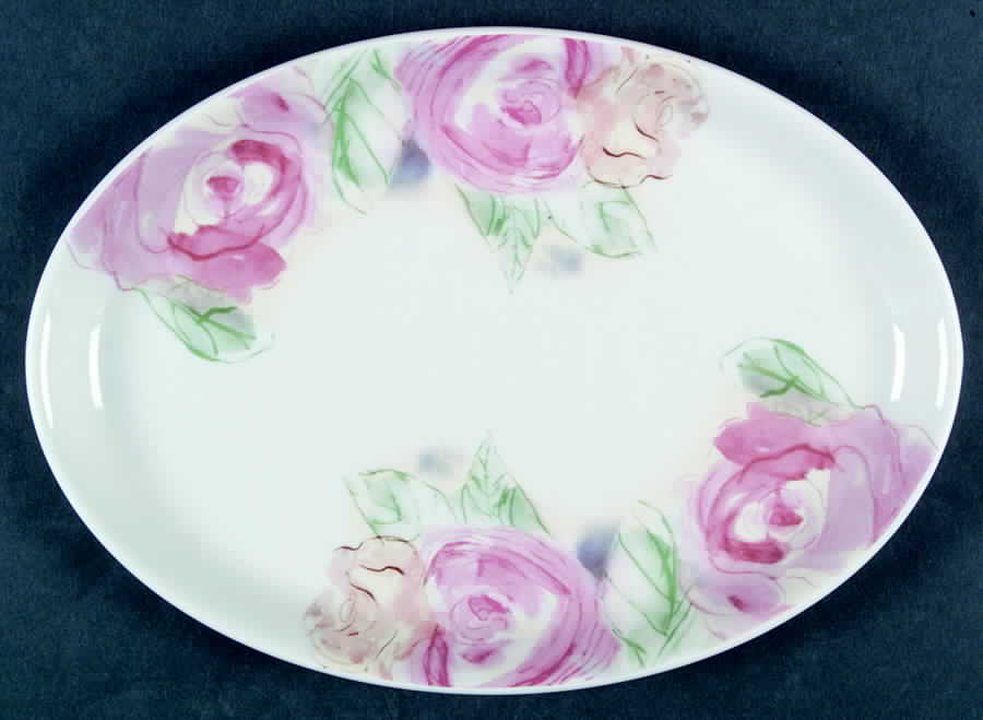 Amabel Rose 13" Oval Steak Platter by Portmeirion-1