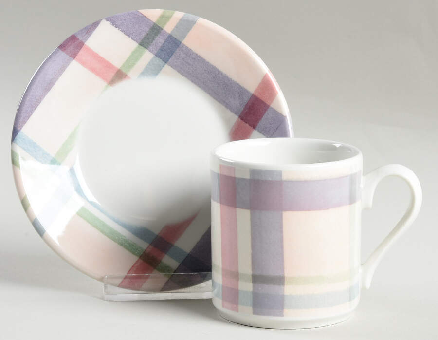 Amabel Tartan Flat Demitasse Cup & Saucer Set by Portmeirion-1