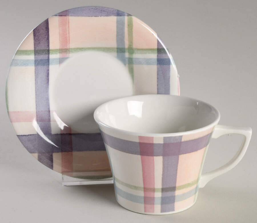 Amabel Tartan Flat Cup & Saucer Set by Portmeirion-1
