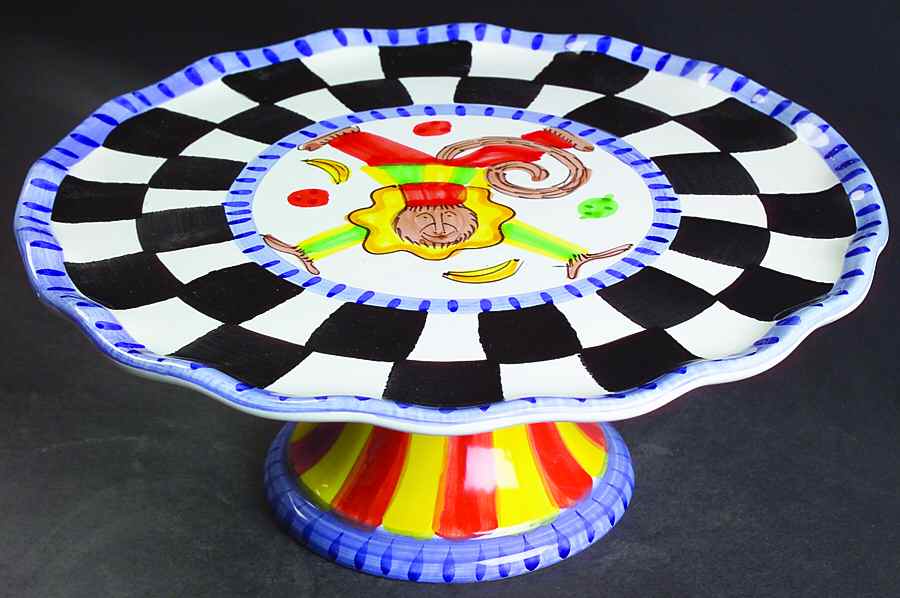 Monkey Business 11" Diameter Pedestal Cake Stand by Presenttense-1