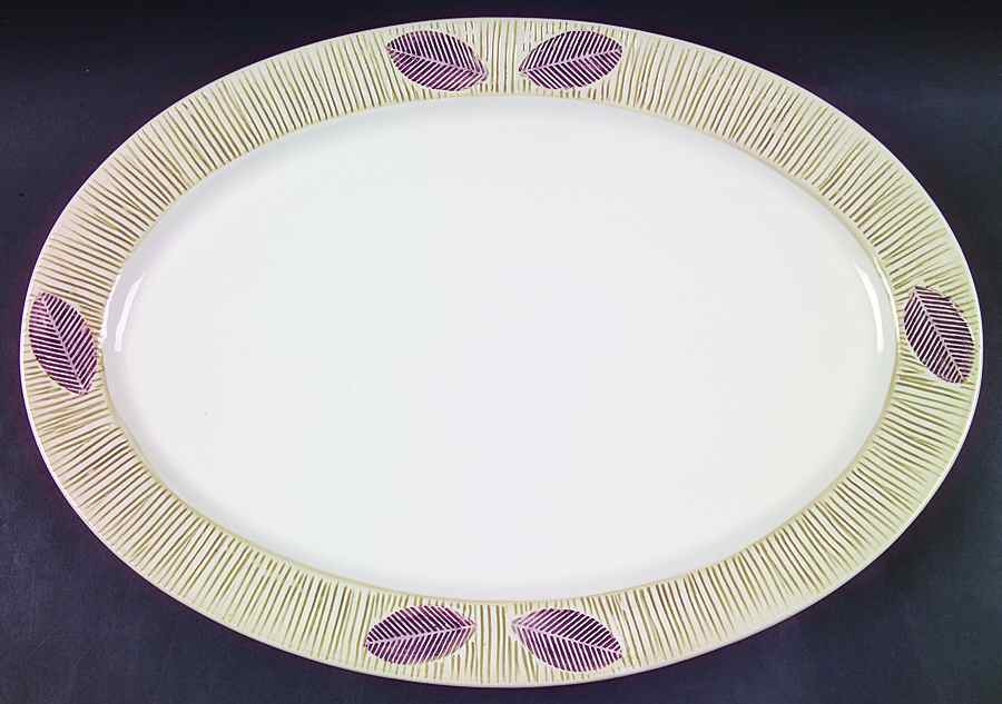 Sereno Khaki Plum 15" Oval Serving Platter by Presenttense-1