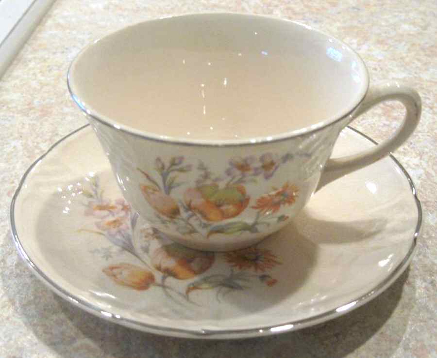 Gladiola Flat Cup & Saucer Set by Paden City-1