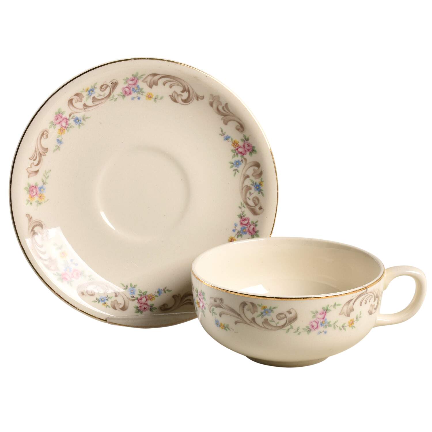 PCP146 Flat Cup & Saucer Set by Paden City-1