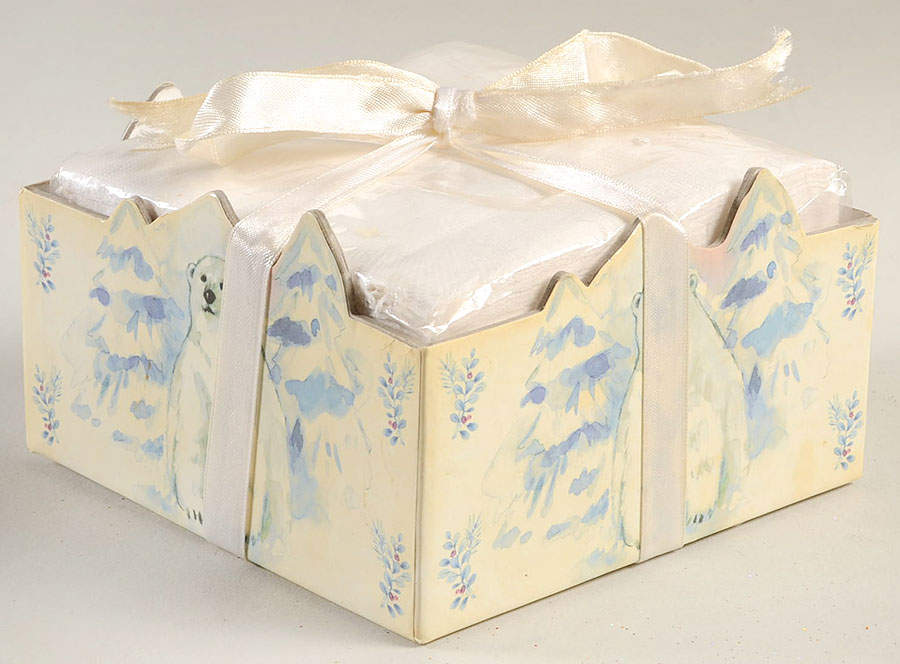 Winter Frost Pack of Paper Beverage Napkins in Cardboard Holder by Pfaltzgraff-1