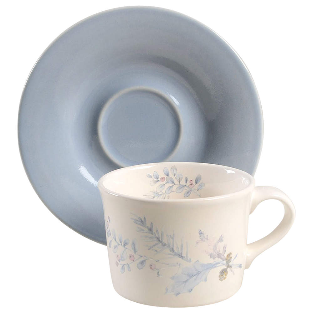 Winter Frost Flat Cup & Saucer Set by Pfaltzgraff-1