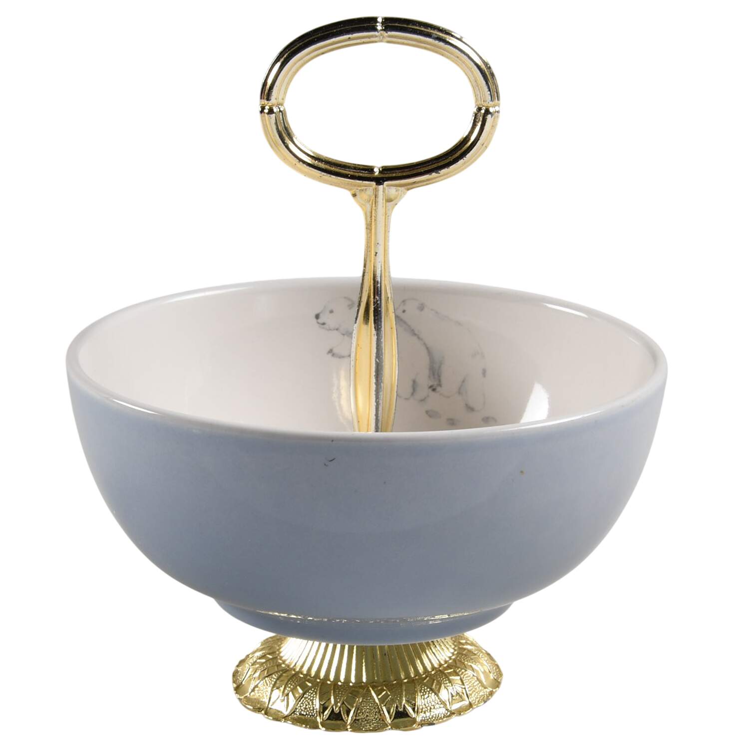 Winter Frost 6"-7" Handled Footed Nut Dish HC by Pfaltzgraff-1