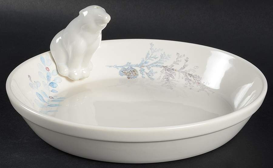 Winter Frost 9" Pie Baking Plate with Pie Bear by Pfaltzgraff-1