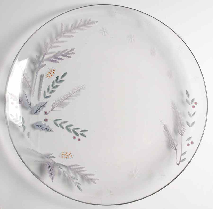 Winter Frost 12" Glass Dessert Platter by Pfaltzgraff-1