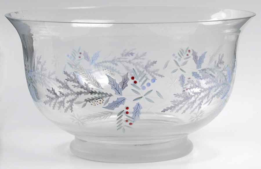 Winter Frost Hand Painted Glass Salad Bowl by Pfaltzgraff-1