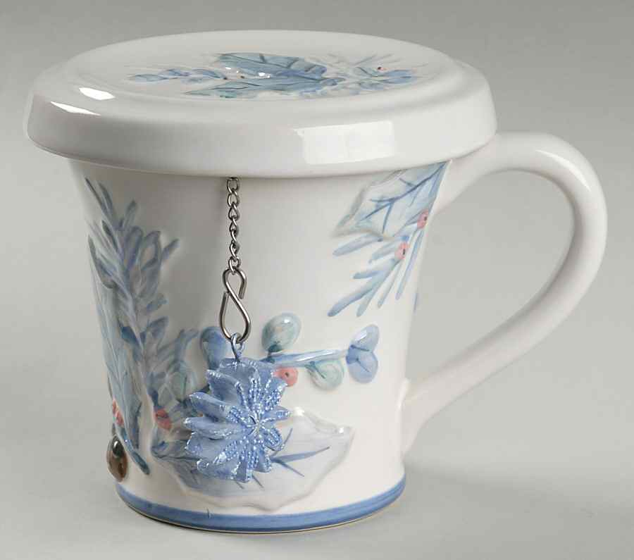 Winter Frost Embossed Mug & Lid W/Tea Strainer Set by Pfaltzgraff-1