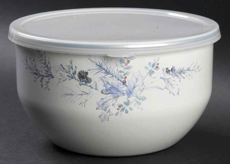 Winter Frost 7" Metal Bowl & Plastic Lid by Pfaltzgraff-1