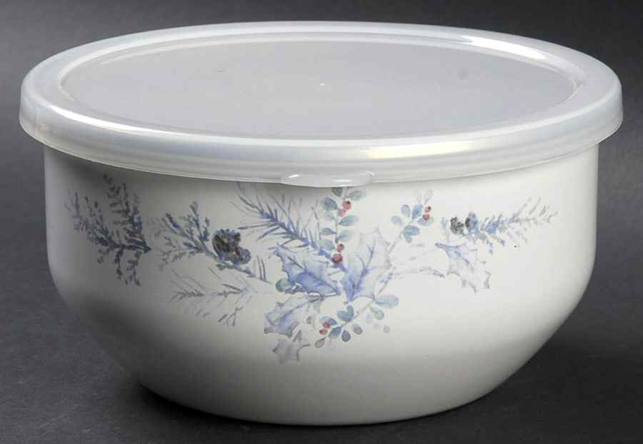 Winter Frost Bowl-Metal 5 3/4" with Plastic Lid by Pfaltzgraff-1