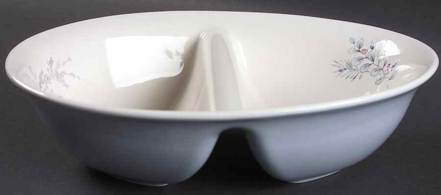 Winter Frost 10" Oval Divided Vegetable Bowl by Pfaltzgraff-1