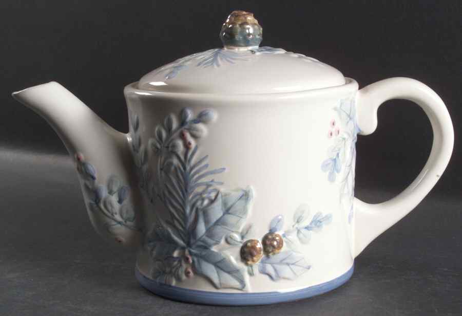 Winter Frost Sculpted Teapot & Lid by Pfaltzgraff-1