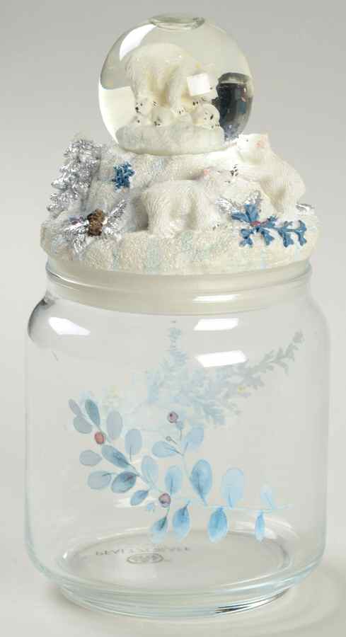 Winter Frost Glass Candy Jar & Snowglobe Lid by Pfaltzgraff-1