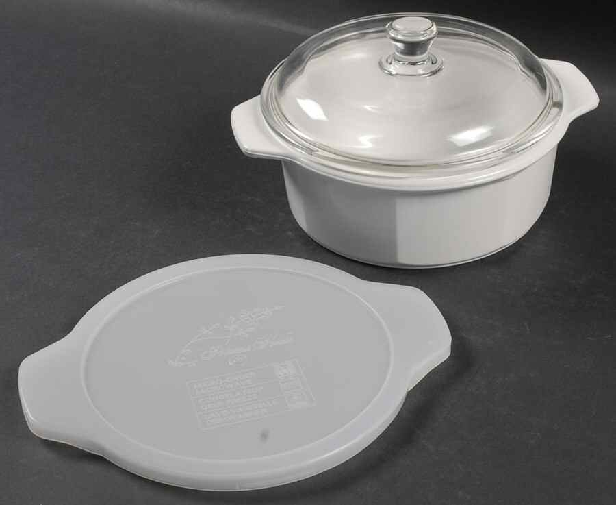 Nouveau 1 Qt Round Casserole w/Glass & Plastic Lids by Princess House-1
