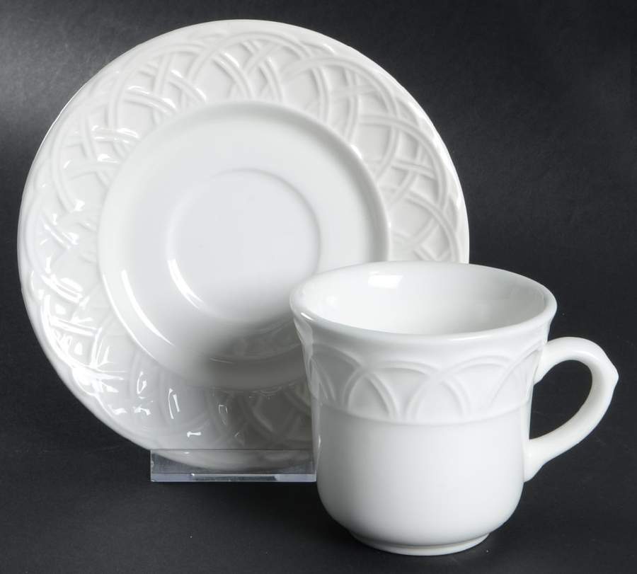 Basket Relief Flat Cup & Saucer Set by Pier 1-1