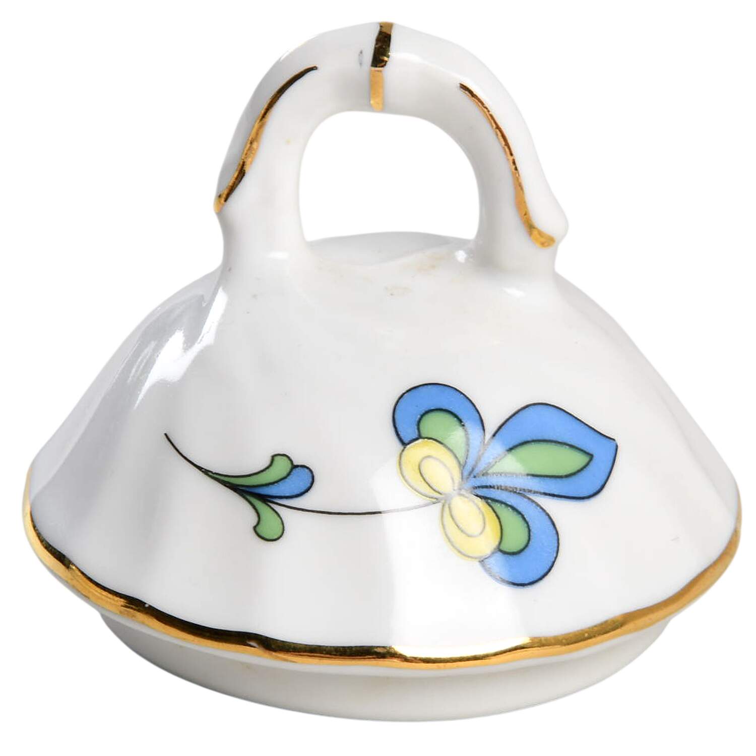 Farmer's Rose (Swirl, Gold Trim) Lid for Sugar Bowl by Porsgrund-1