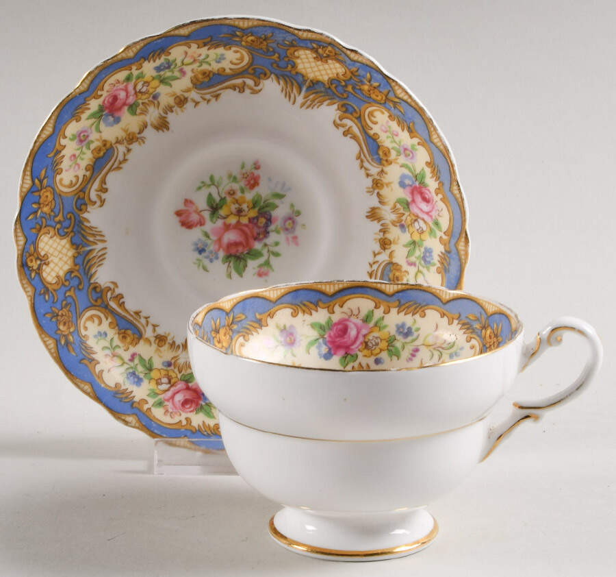 Pompadour Blue Footed Cup & Saucer Set by Paragon-1
