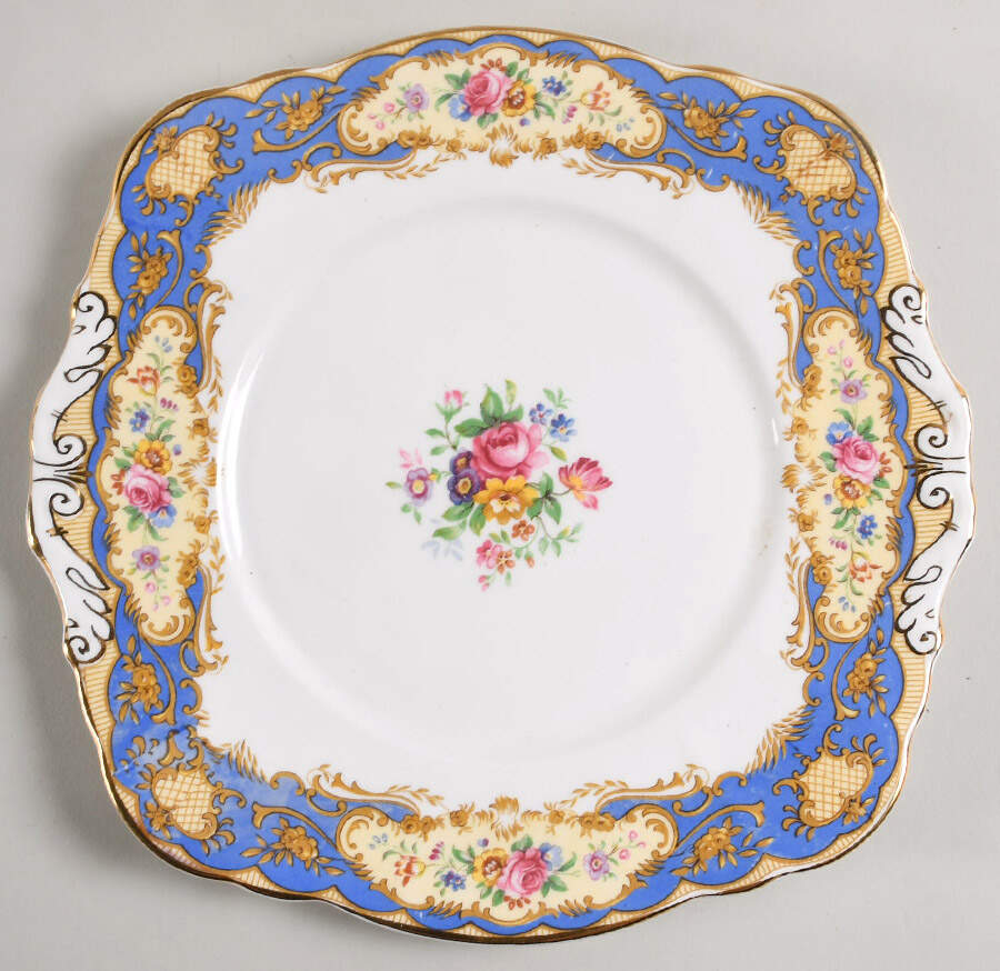 Pompadour Blue Handled Cake Plate by Paragon-1