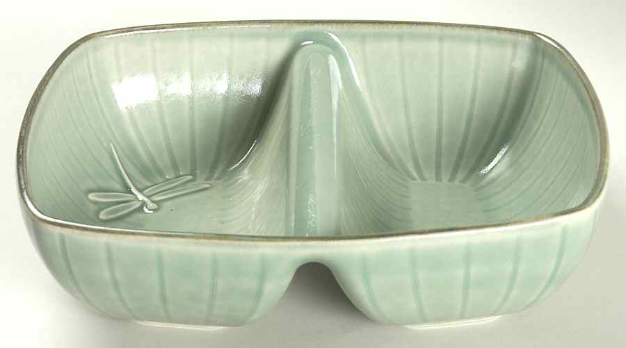 Naturewood Serenity Green 9" Oval Divided Vegetable Bowl by Pfaltzgraff-1