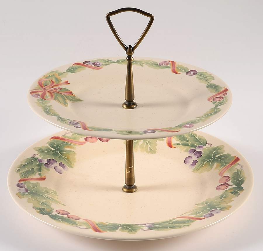 Jamberry Holiday 2 Tiered Serving Tray (Dinner & Salad Plate) by Pfaltzgraff-1