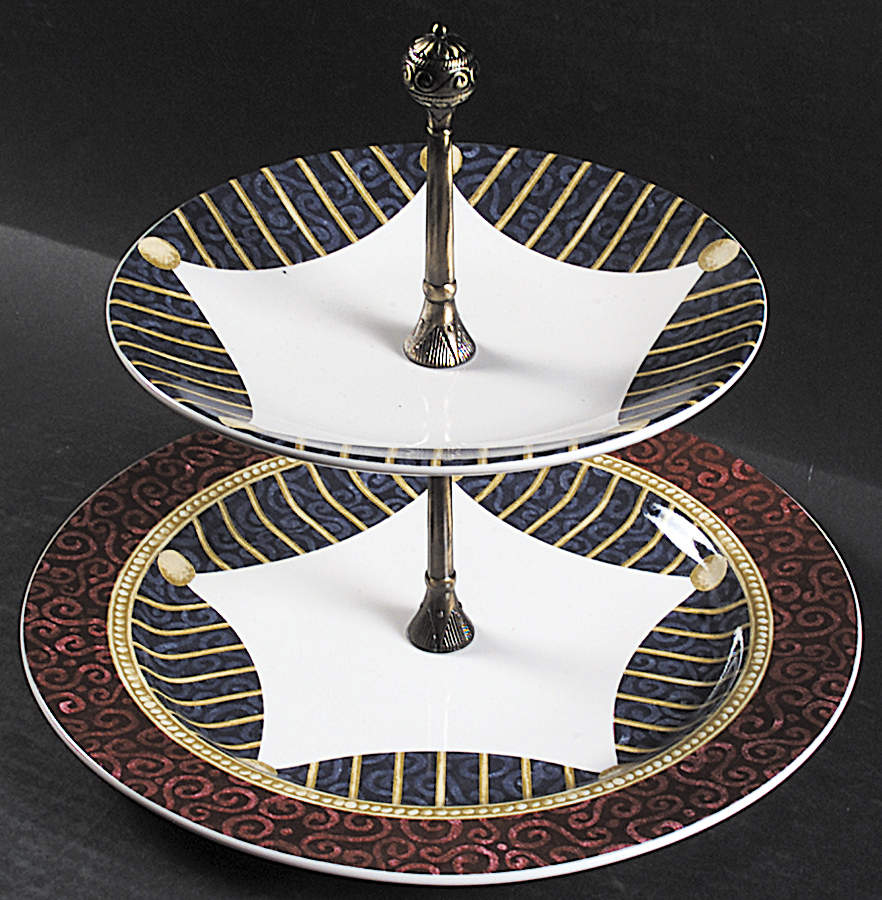 Royal Holiday 2 Tiered Serving Tray (Dinner & Salad Plate) by Pfaltzgraff-1
